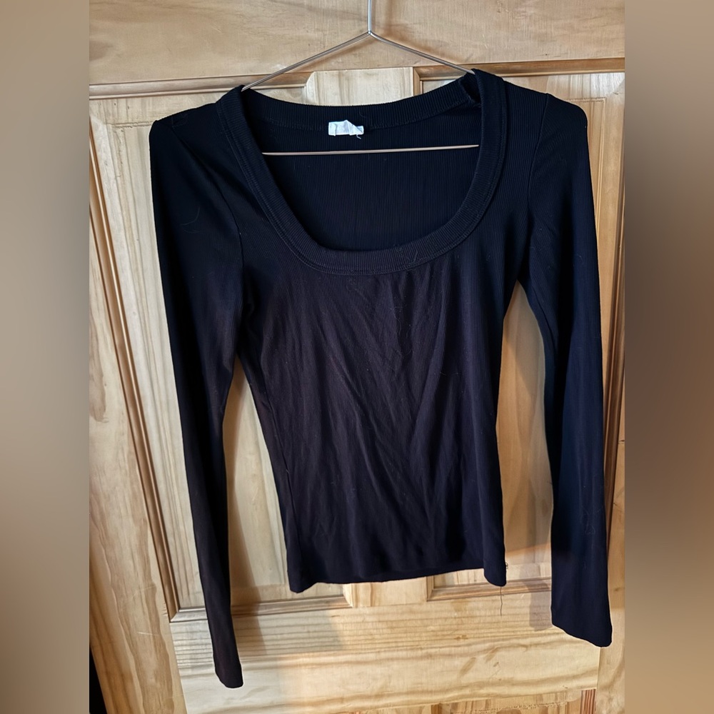 Cotton On Black Scoop Neck Long Sleeve Top